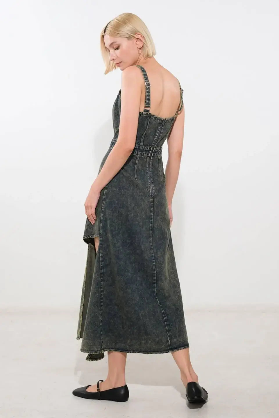 EXOTIC BREEZE DENIM MIDI DRESS - Flying Tomato - Flyclothing LLC