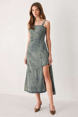 EXOTIC BREEZE DENIM MIDI DRESS - Flying Tomato - Flyclothing LLC