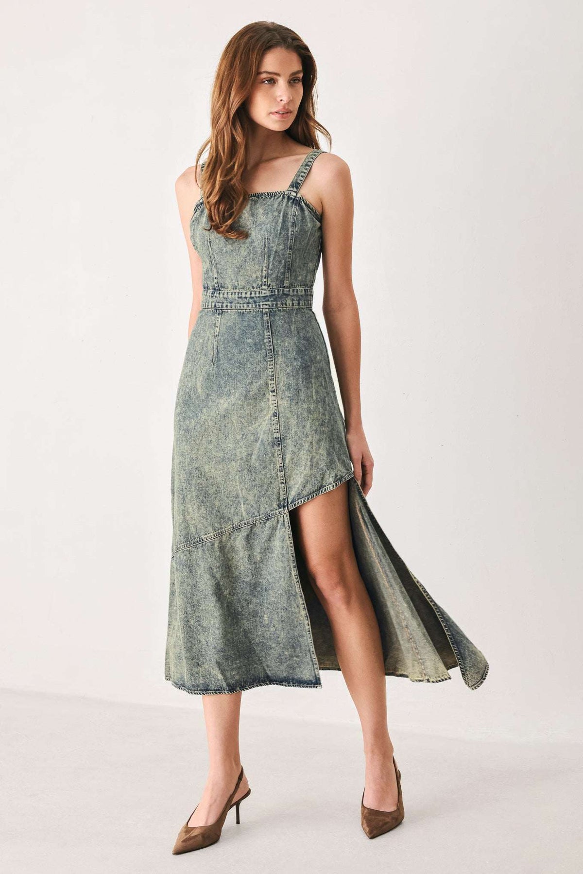 EXOTIC BREEZE DENIM MIDI DRESS - Flying Tomato - Flyclothing LLC