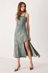 EXOTIC BREEZE DENIM MIDI DRESS - Flying Tomato - Flyclothing LLC