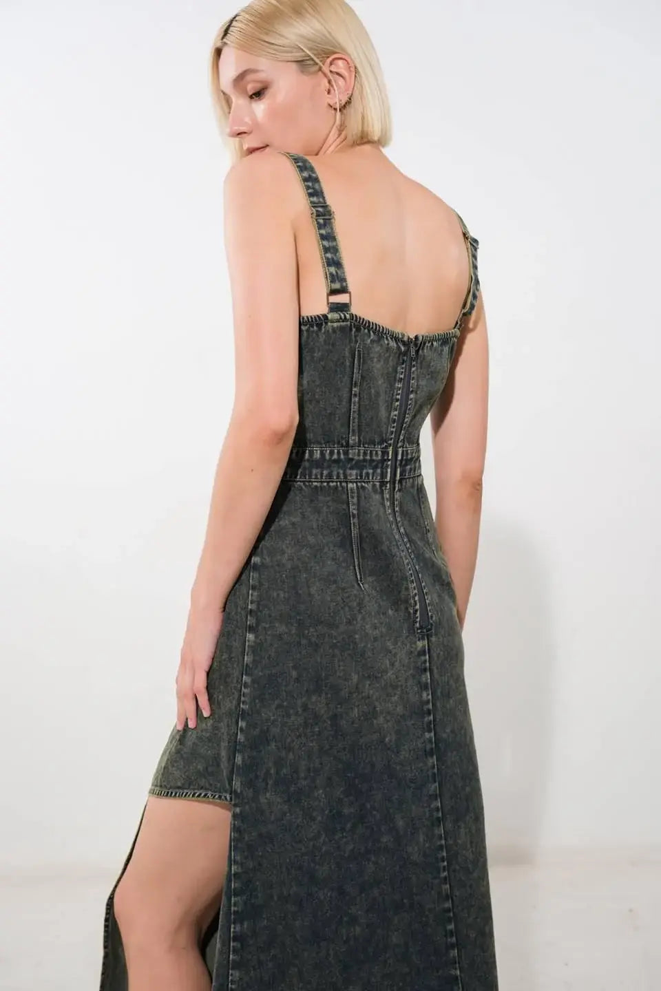 EXOTIC BREEZE DENIM MIDI DRESS - Flying Tomato - Flyclothing LLC