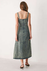 EXOTIC BREEZE DENIM MIDI DRESS - Flying Tomato - Flyclothing LLC