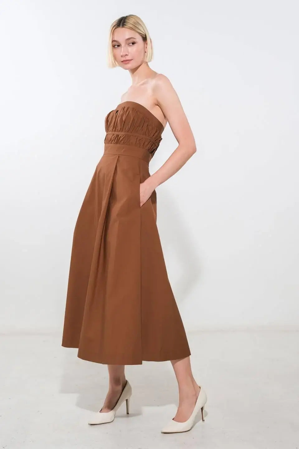 MYSTIC MUSE WOVEN MIDI DRESS - Flying Tomato - Flyclothing LLC