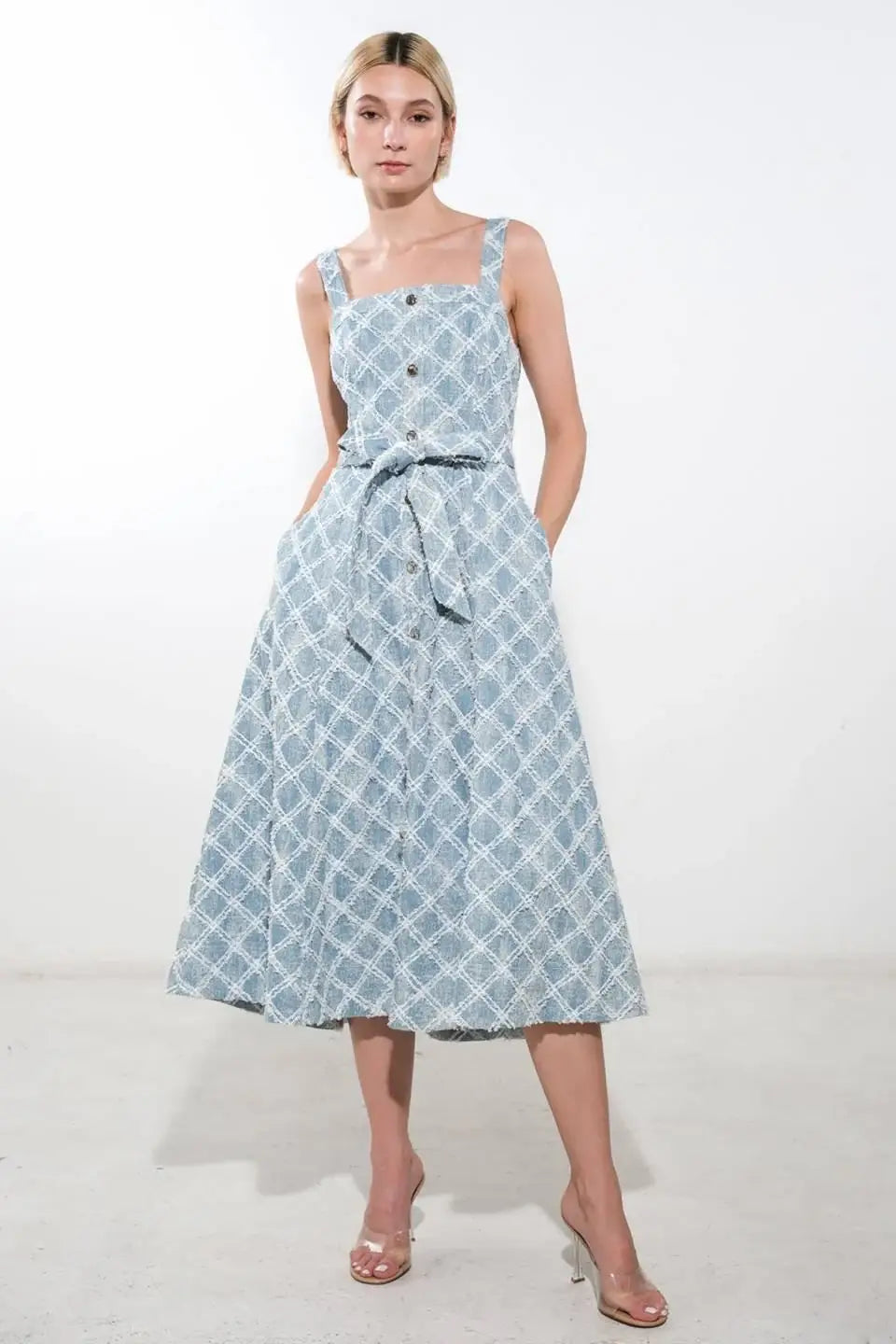 MADE TO BELIVE DENIM MIDI DRESS - Flying Tomato - Flyclothing LLC
