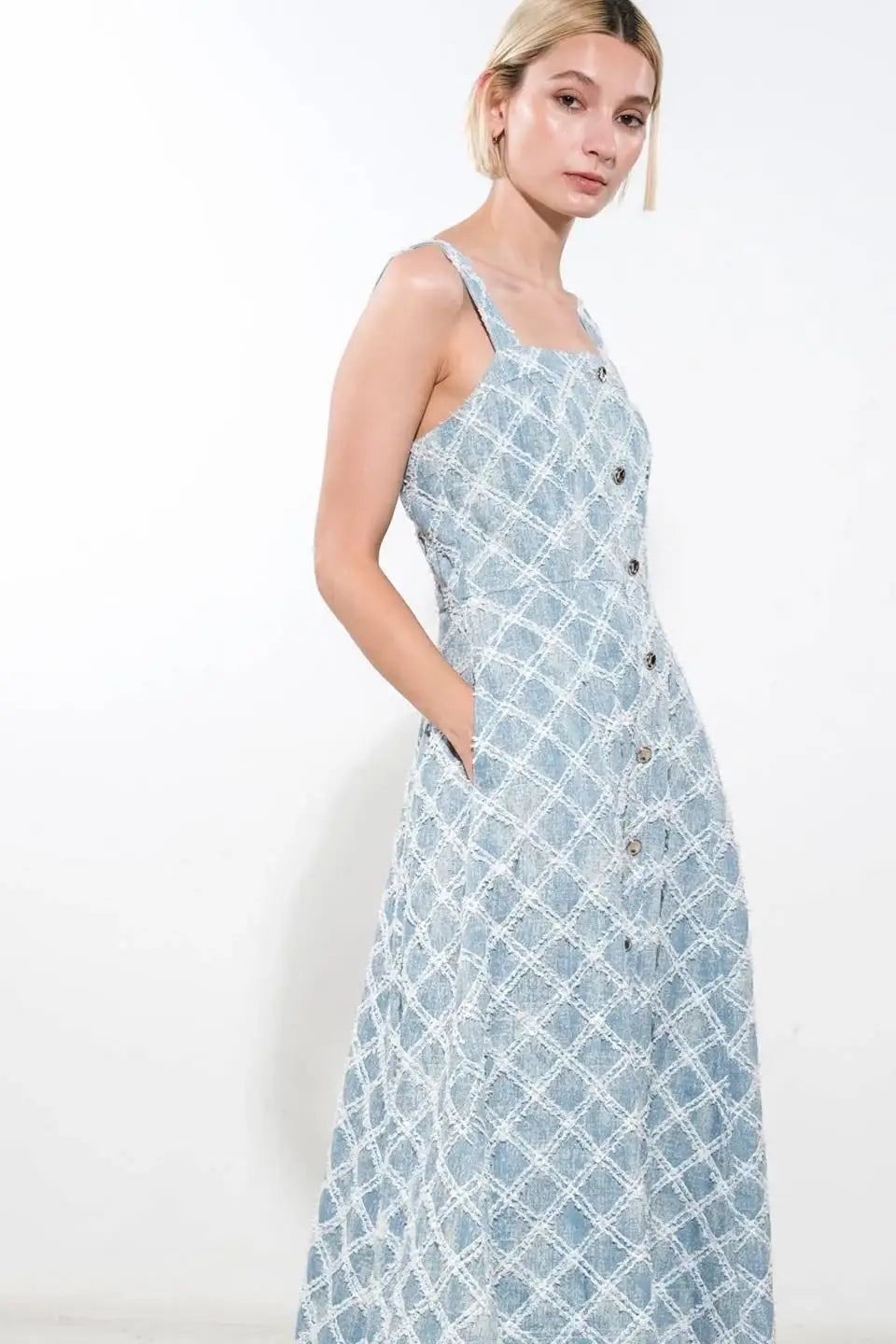 MADE TO BELIVE DENIM MIDI DRESS - Flying Tomato - Flyclothing LLC