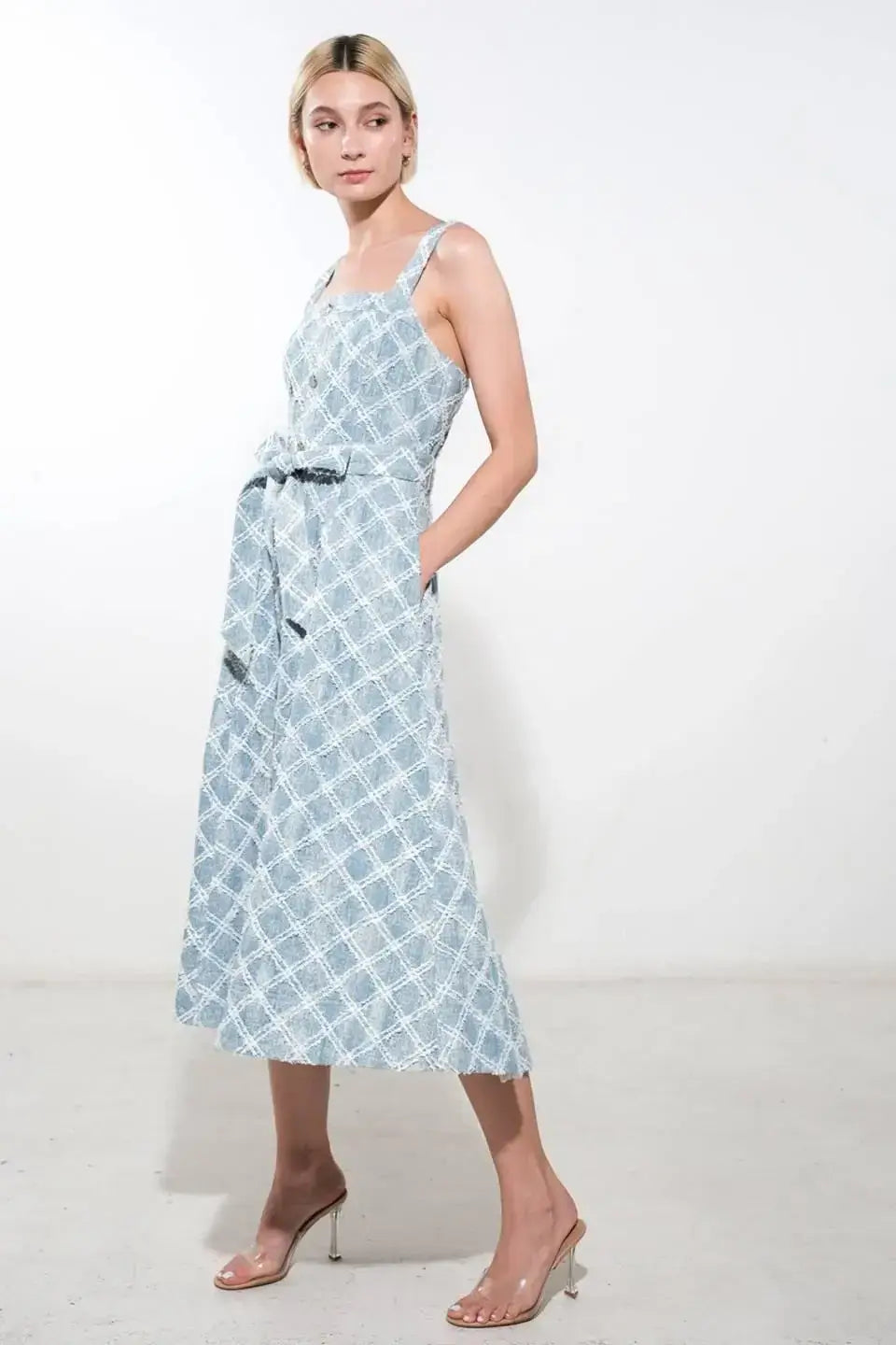 MADE TO BELIVE DENIM MIDI DRESS - Flying Tomato - Flyclothing LLC