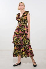 GRACEFUL GATHERING WOVEN MIDI DRESS - Flying Tomato - Flyclothing LLC