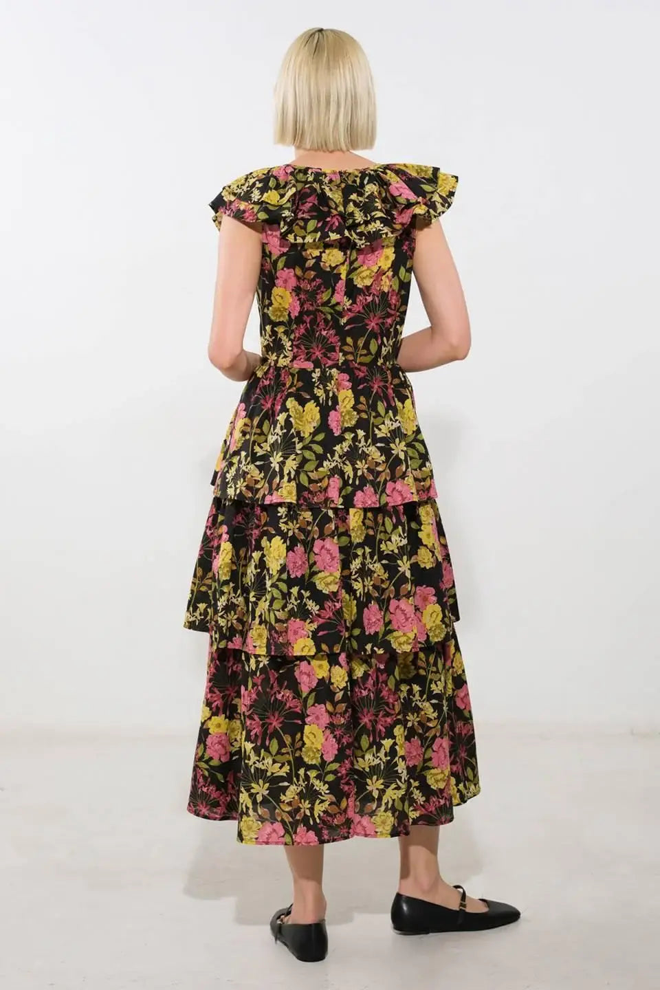 GRACEFUL GATHERING WOVEN MIDI DRESS - Flying Tomato - Flyclothing LLC