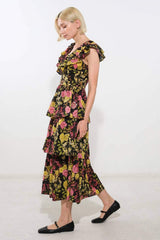 GRACEFUL GATHERING WOVEN MIDI DRESS - Flying Tomato - Flyclothing LLC