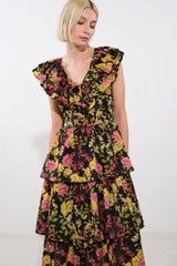 GRACEFUL GATHERING WOVEN MIDI DRESS - Flying Tomato - Flyclothing LLC