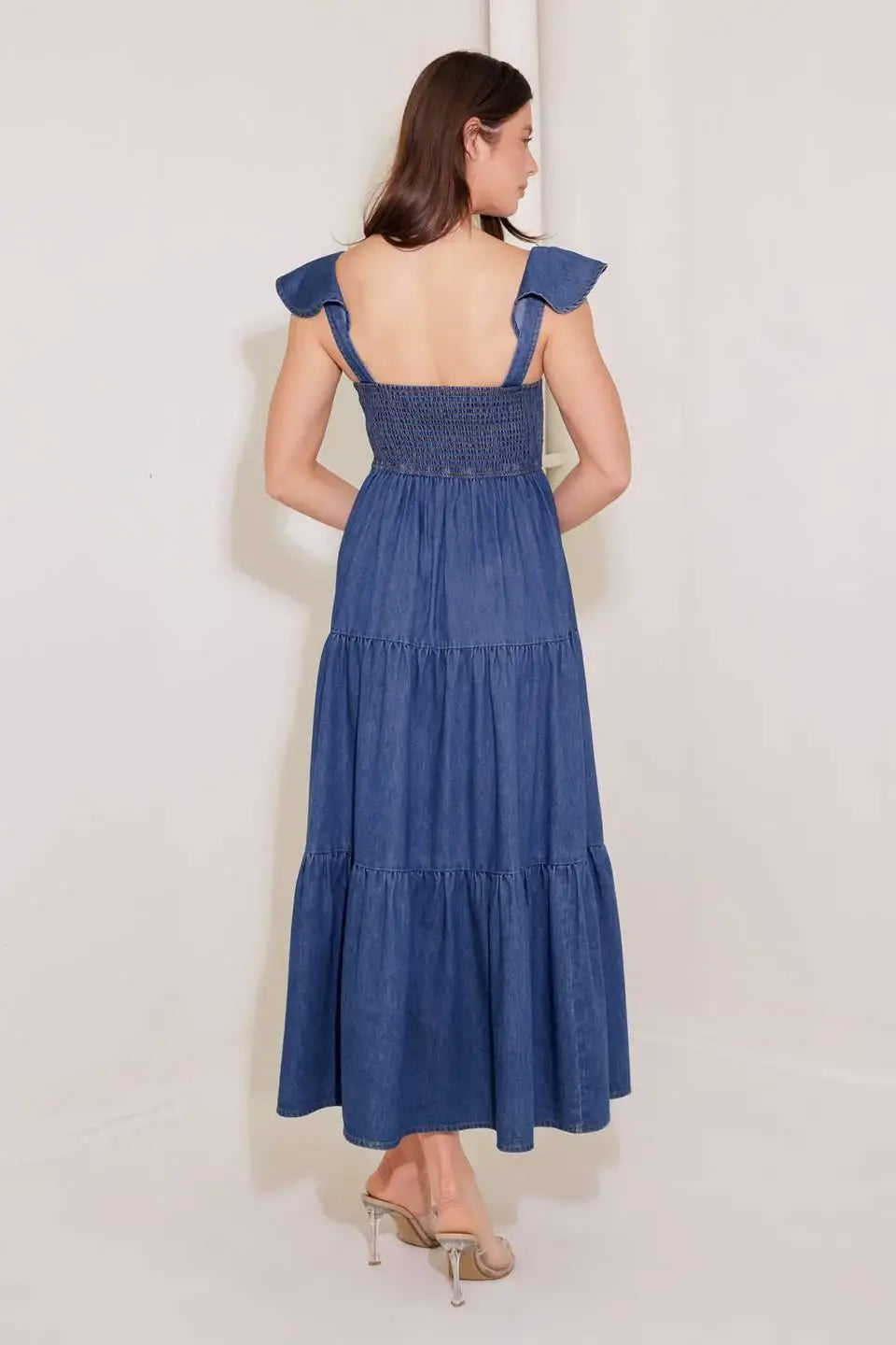 ONCE UPON A TIME DENIM BLUE MIDI DRESS - Flying Tomato - Flyclothing LLC