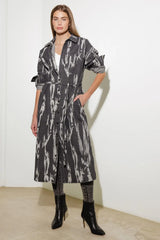 HERE & NOW WOVEN DENIM MIDI SHIRT DRESS - Flying Tomato - Flyclothing LLC