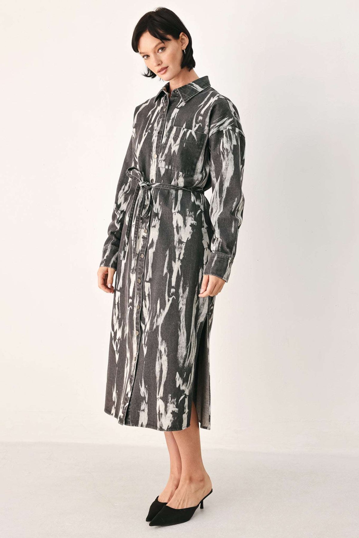 WEEKEND WANDERER GREY DENIM SHIRT DRESS - Flying Tomato - Flyclothing LLC