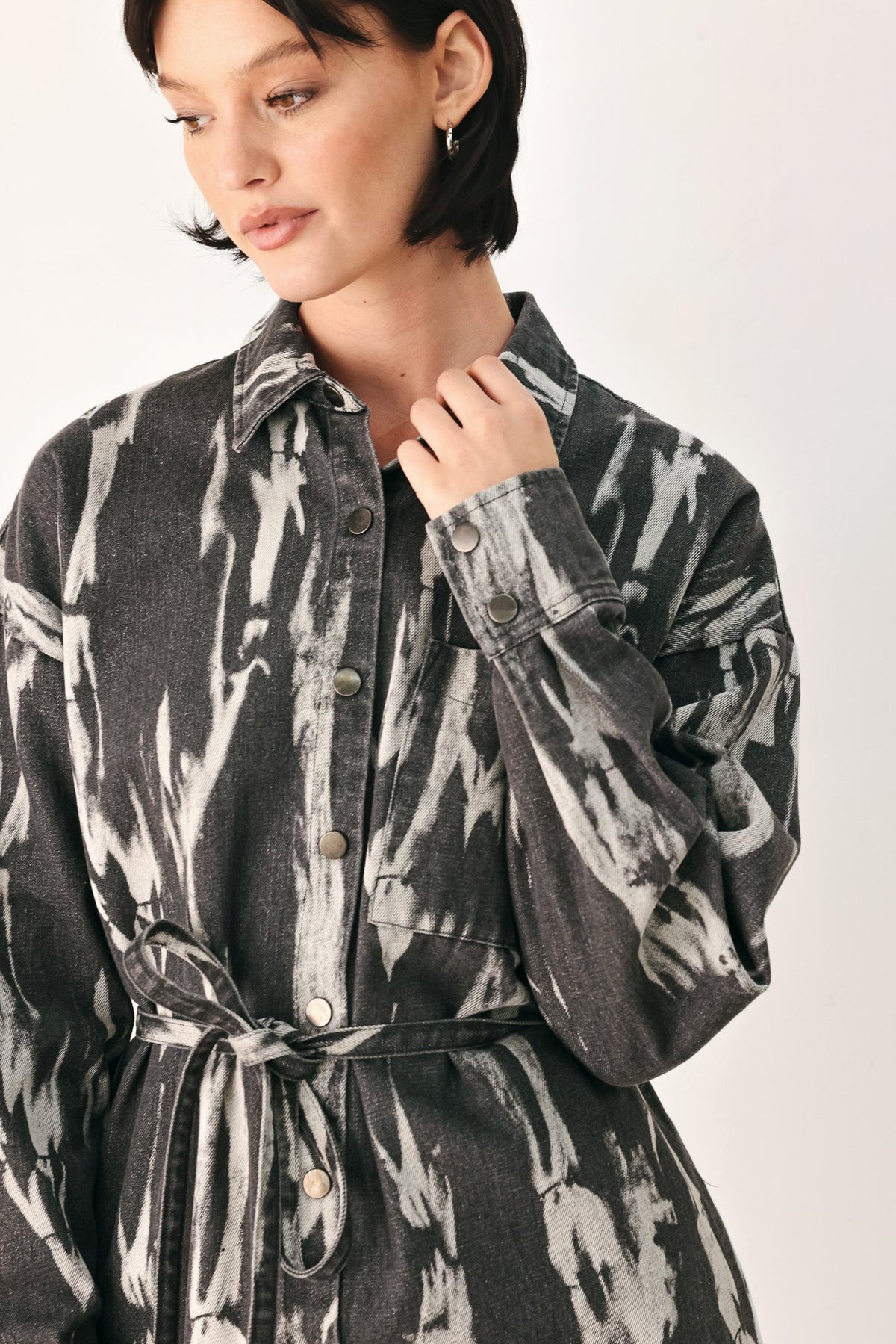 WEEKEND WANDERER GREY DENIM SHIRT DRESS - Flying Tomato - Flyclothing LLC