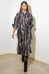 HERE & NOW WOVEN DENIM MIDI SHIRT DRESS - Flying Tomato - Flyclothing LLC