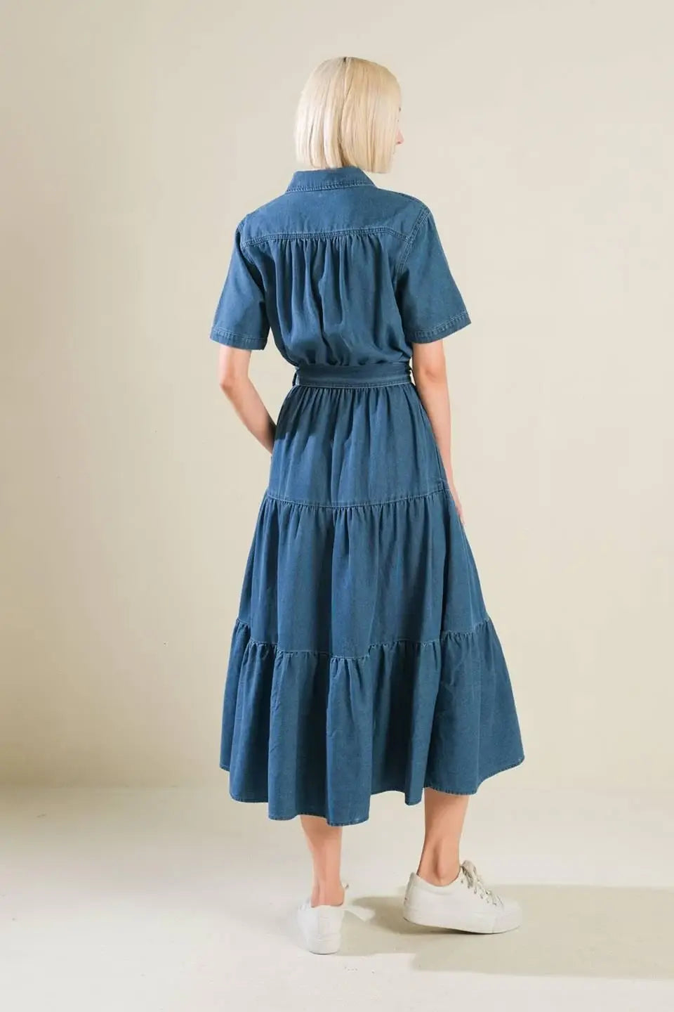ABSOLUTE EDGE DENIM MIDI DRESS - Flying Tomato - Flyclothing LLC