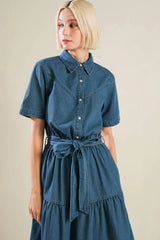 ABSOLUTE EDGE DENIM MIDI DRESS - Flying Tomato - Flyclothing LLC