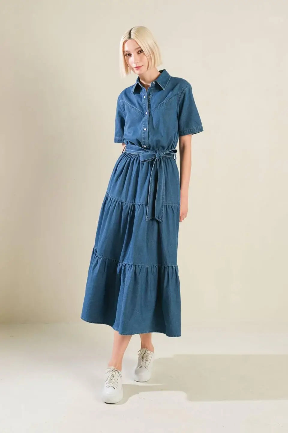 ABSOLUTE EDGE DENIM MIDI DRESS - Flying Tomato - Flyclothing LLC