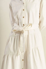 ANYTIME NOW WOVEN TWILL MIDI DRESS - Flying Tomato - Flyclothing LLC