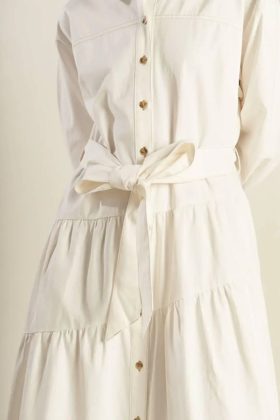 ANYTIME NOW WOVEN TWILL MIDI DRESS - Flying Tomato - Flyclothing LLC