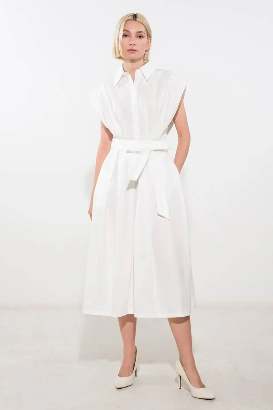 DEEPER CONNECTION WOVEN MIDI DRESS - Flying Tomato - Flyclothing LLC