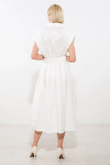 DEEPER CONNECTION WOVEN MIDI DRESS - Flying Tomato - Flyclothing LLC