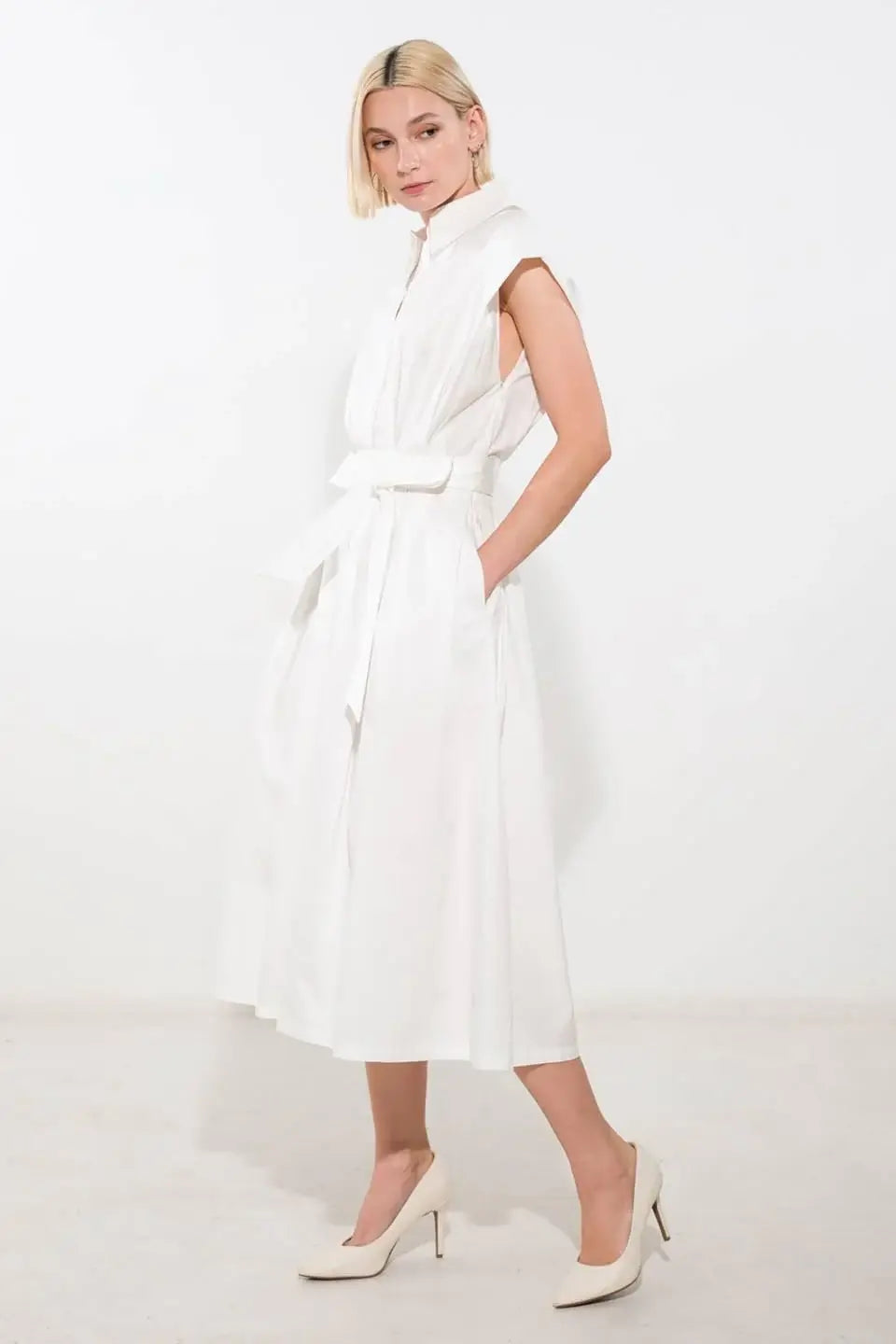 DEEPER CONNECTION WOVEN MIDI DRESS - Flying Tomato - Flyclothing LLC