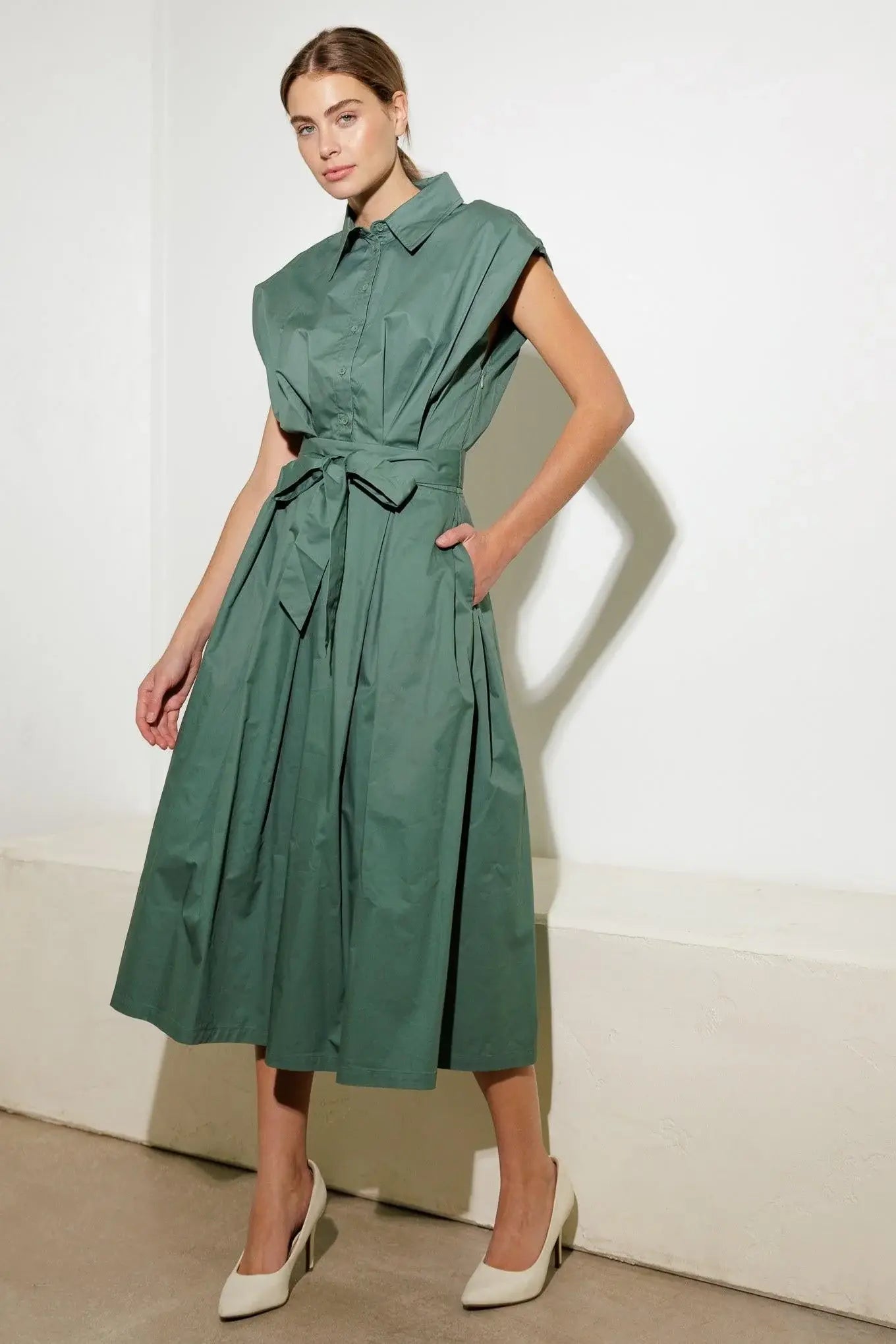 DEEPER CONNECTION WOVEN MIDI DRESS - Flying Tomato - Flyclothing LLC