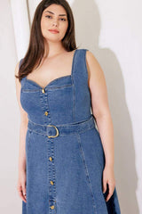 PRETTIEST BEHAVIOR DENIM MIDI DRESS - Flying Tomato - Flyclothing LLC