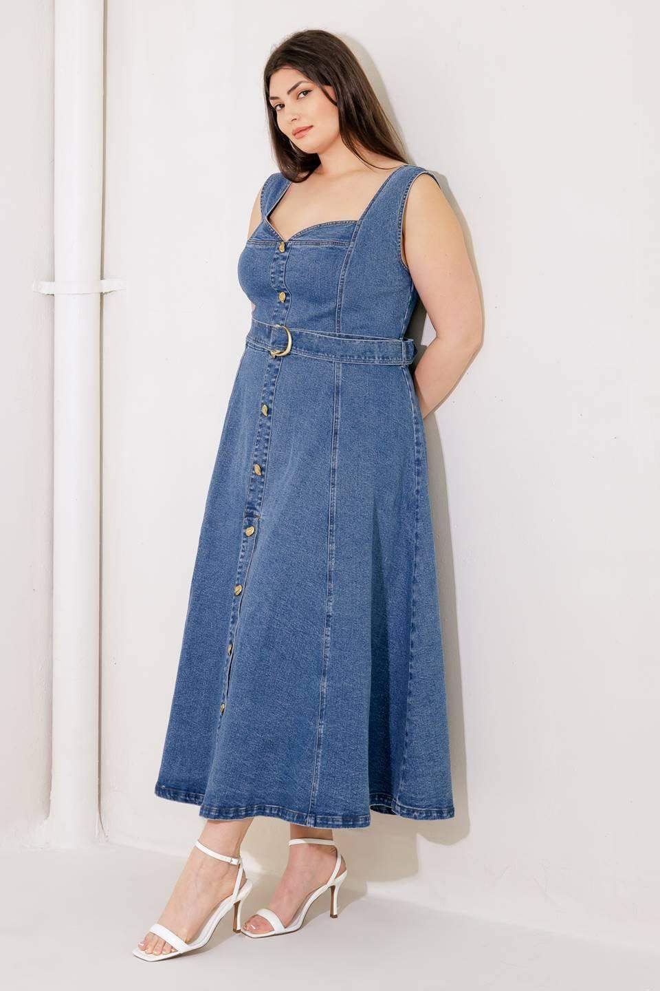 PRETTIEST BEHAVIOR DENIM MIDI DRESS - Flying Tomato - Flyclothing LLC