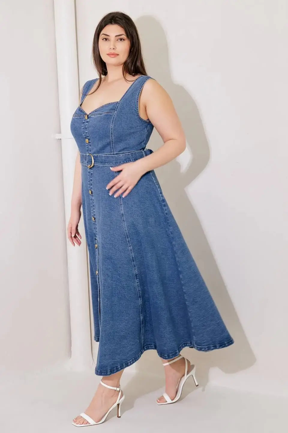 PRETTIEST BEHAVIOR DENIM MIDI DRESS - Flying Tomato - Flyclothing LLC