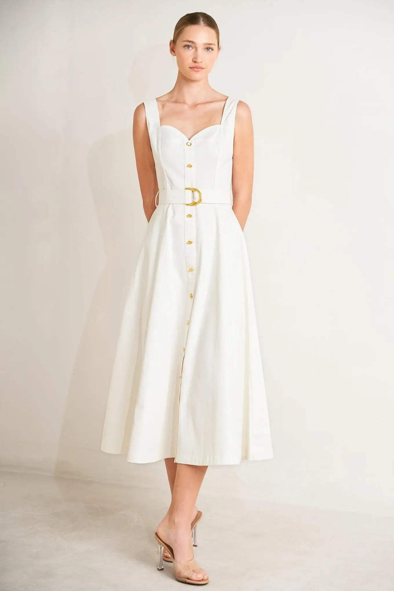 BELLA PORTOFINO WOVEN MIDI DRESS - Flying Tomato - Flyclothing LLC