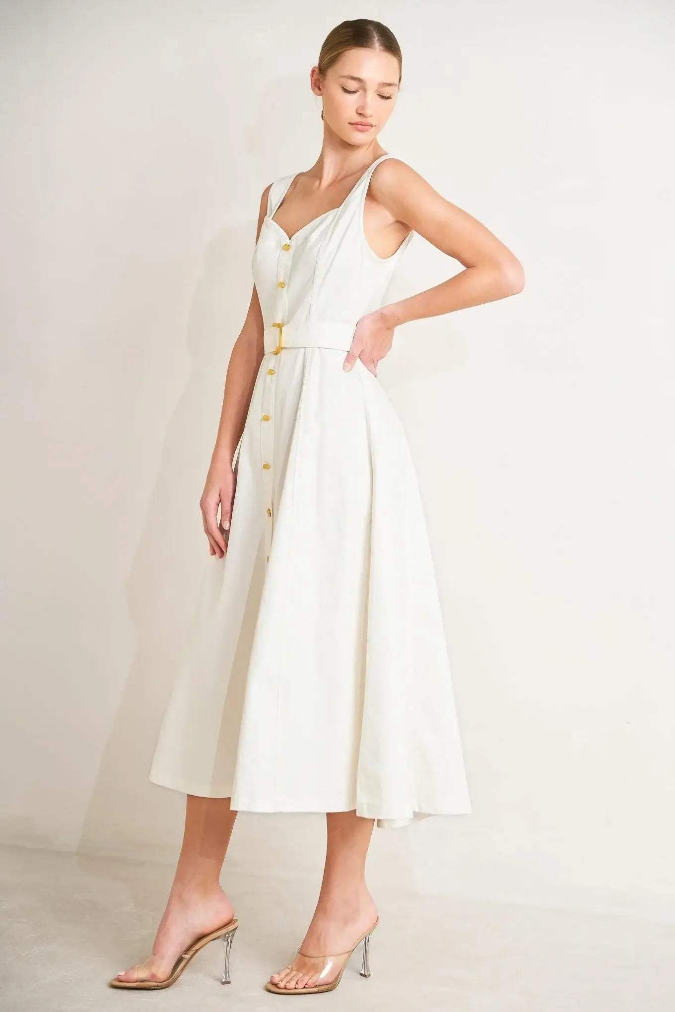 BELLA PORTOFINO WOVEN MIDI DRESS - Flying Tomato - Flyclothing LLC