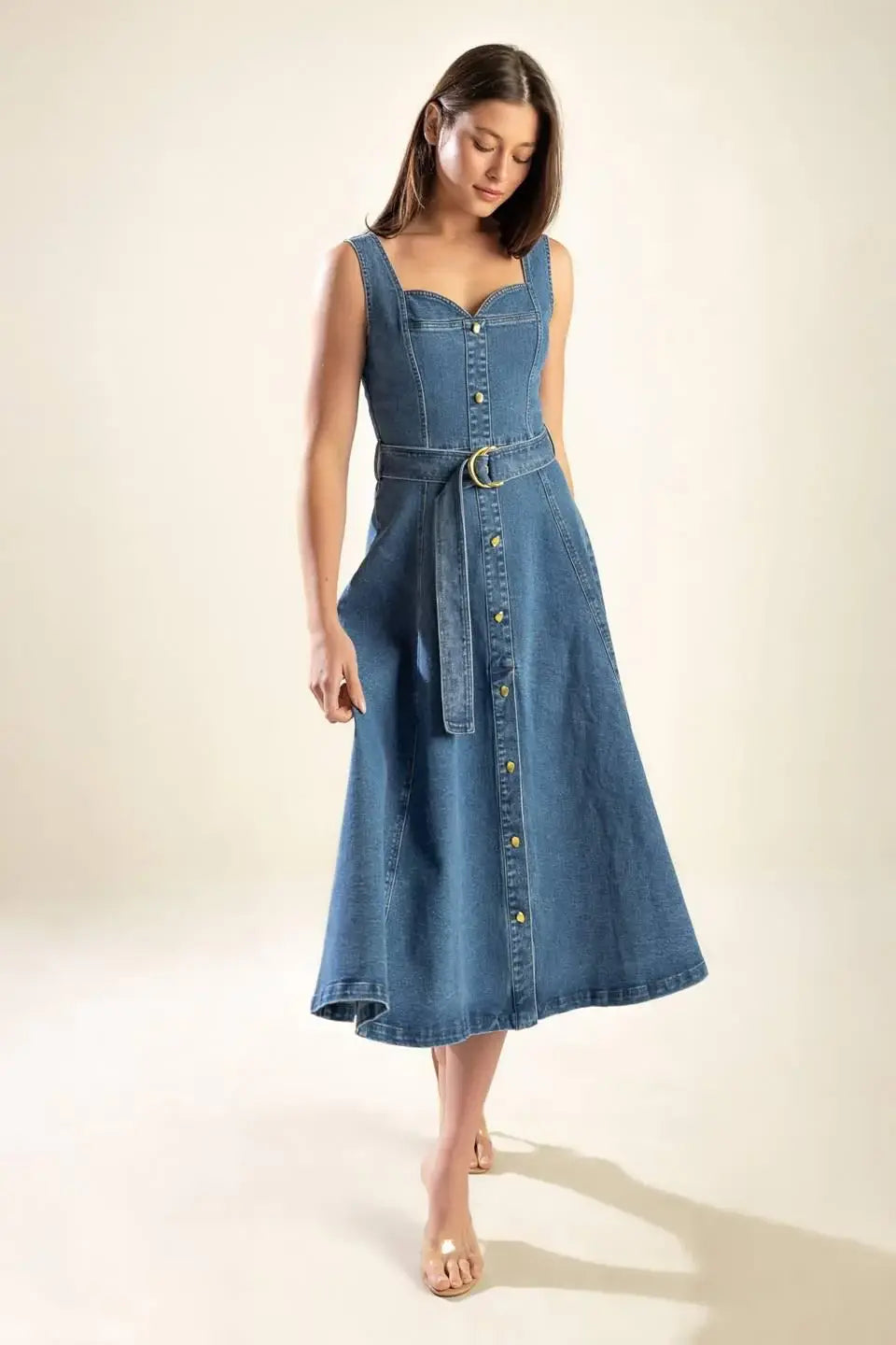 PRETTIEST BEHAVIOR DENIM MIDI DRESS - Flying Tomato - Flyclothing LLC