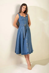 PRETTIEST BEHAVIOR DENIM MIDI DRESS - Flying Tomato - Flyclothing LLC