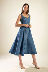 PRETTIEST BEHAVIOR DENIM MIDI DRESS - Flying Tomato - Flyclothing LLC