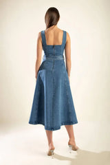 PRETTIEST BEHAVIOR DENIM MIDI DRESS - Flying Tomato - Flyclothing LLC