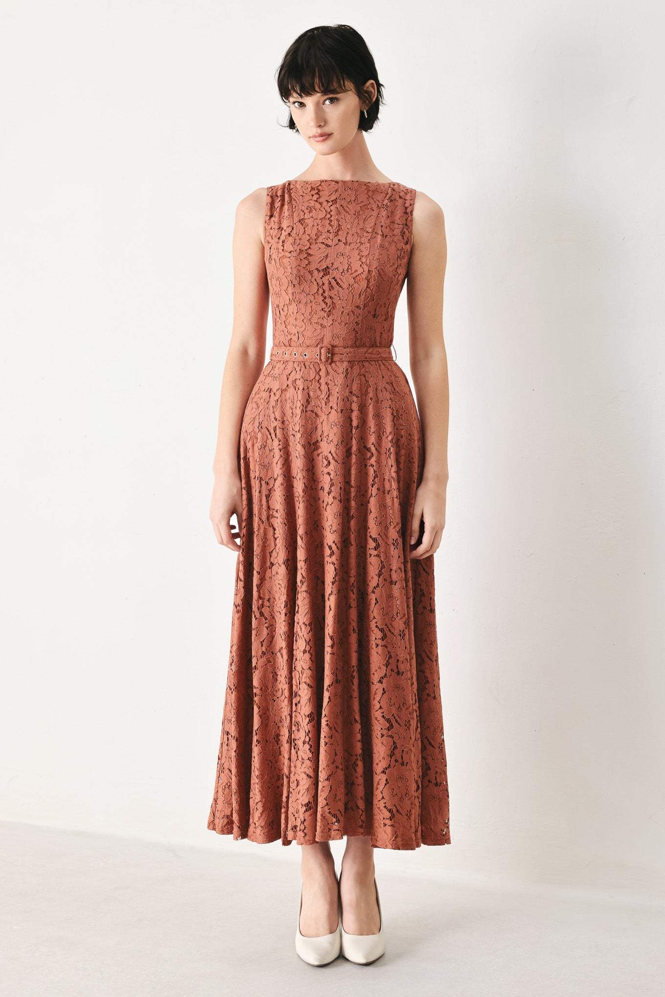 TRUE ROMANCE WOVEN LACE MIDI DRESS - Flying Tomato - Flyclothing LLC