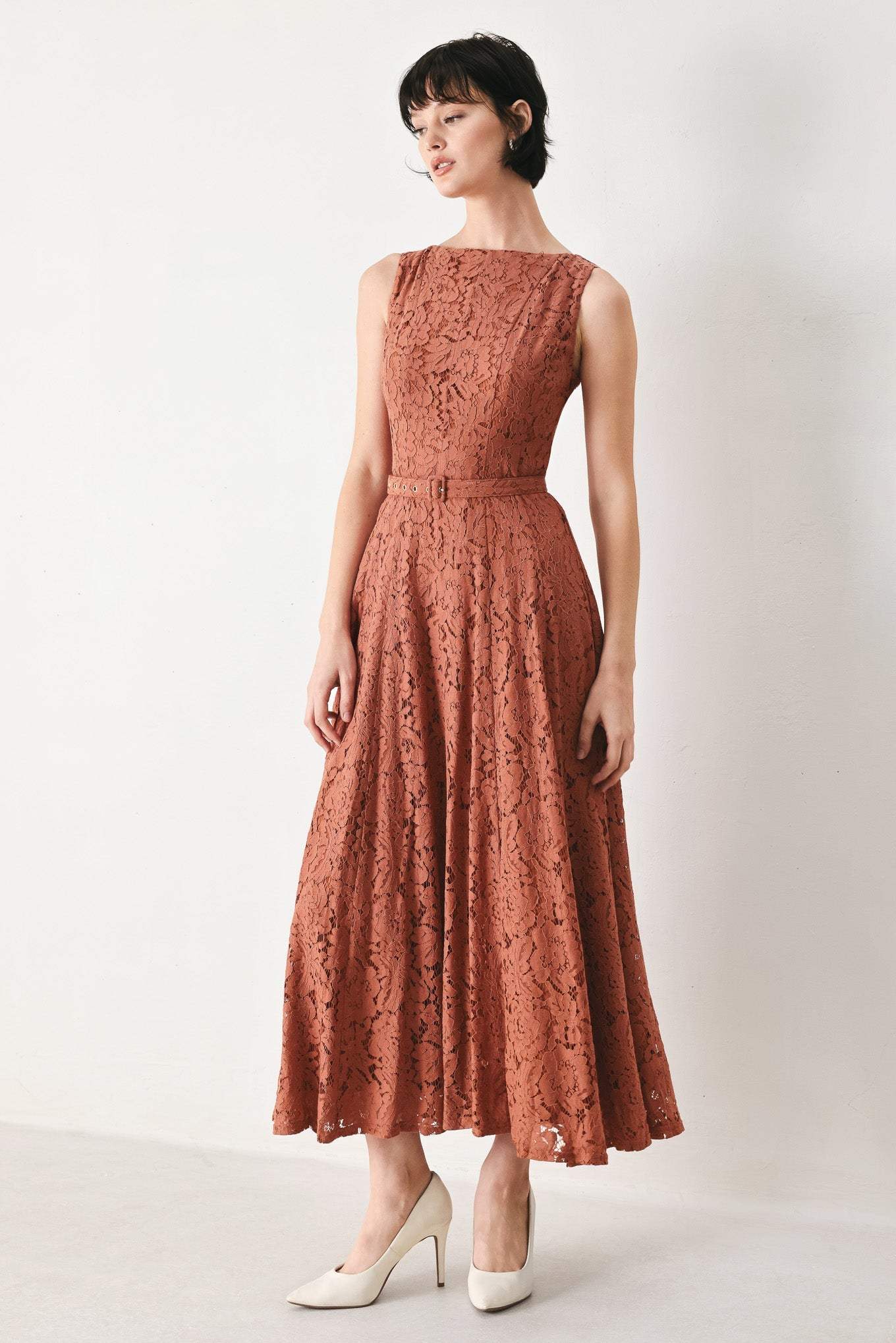 TRUE ROMANCE WOVEN LACE MIDI DRESS - Flying Tomato - Flyclothing LLC