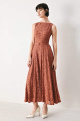 TRUE ROMANCE WOVEN LACE MIDI DRESS - Flying Tomato - Flyclothing LLC