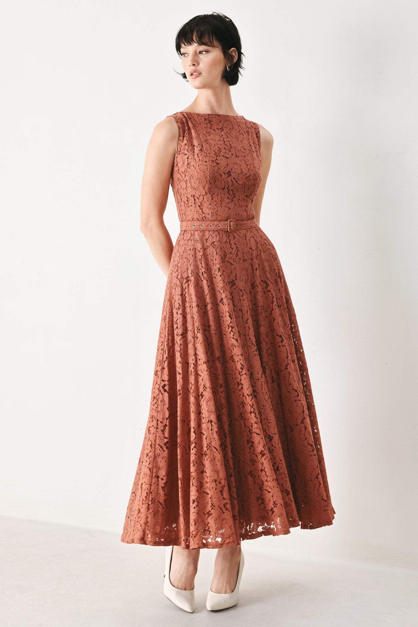 TRUE ROMANCE WOVEN LACE MIDI DRESS - Flying Tomato - Flyclothing LLC