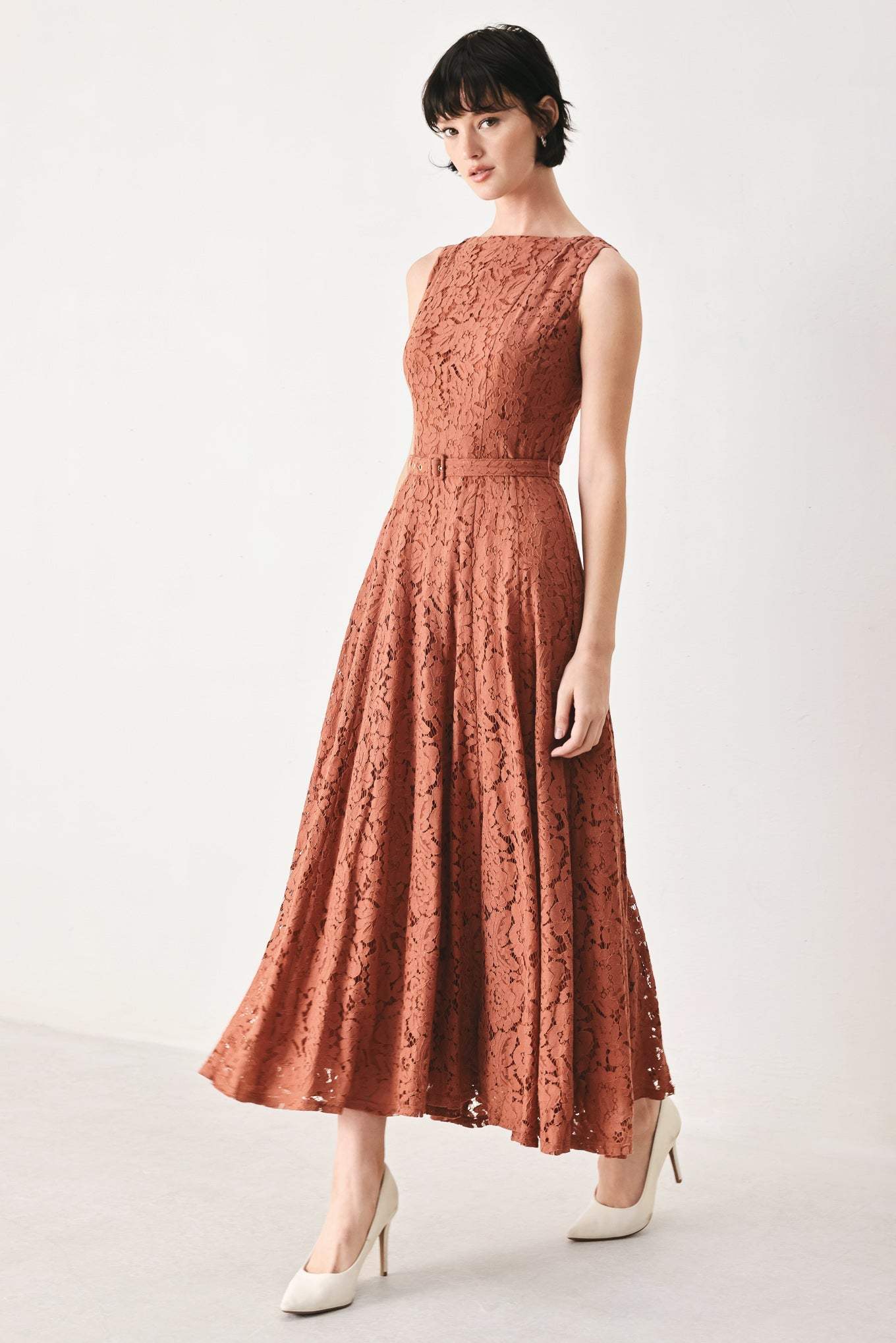 TRUE ROMANCE WOVEN LACE MIDI DRESS - Flying Tomato - Flyclothing LLC
