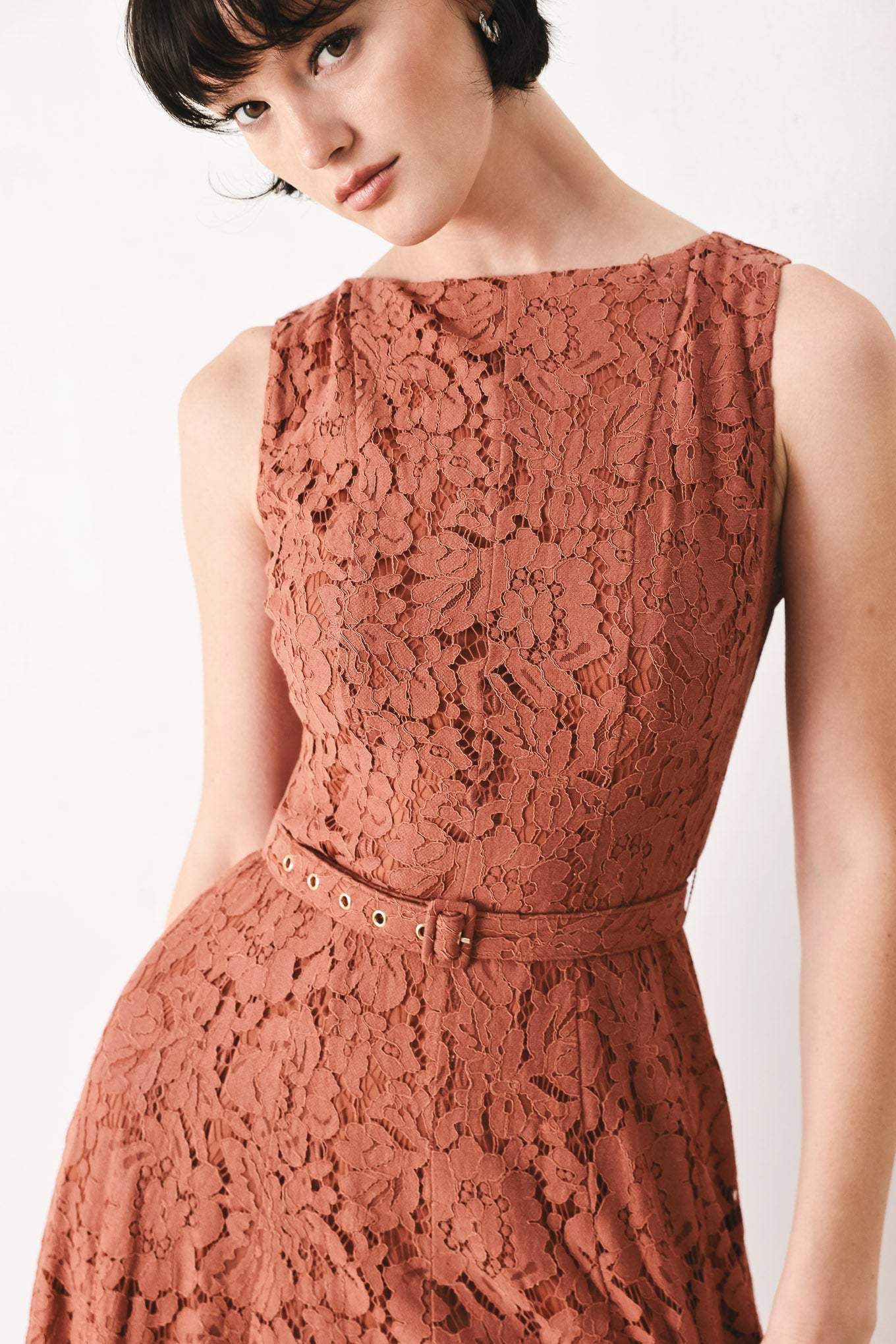 TRUE ROMANCE WOVEN LACE MIDI DRESS - Flying Tomato - Flyclothing LLC