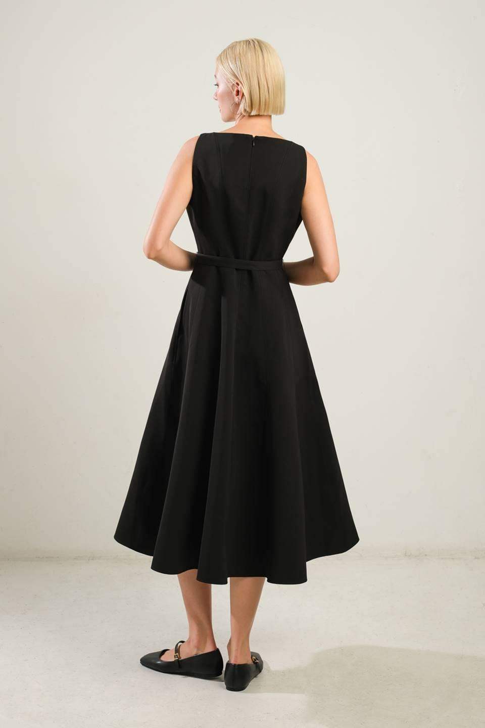 LIVING THE DREAM BLACK WOVEN MIDI DRESS - Flying Tomato - Flyclothing LLC