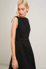 LIVING THE DREAM BLACK WOVEN MIDI DRESS - Flying Tomato - Flyclothing LLC