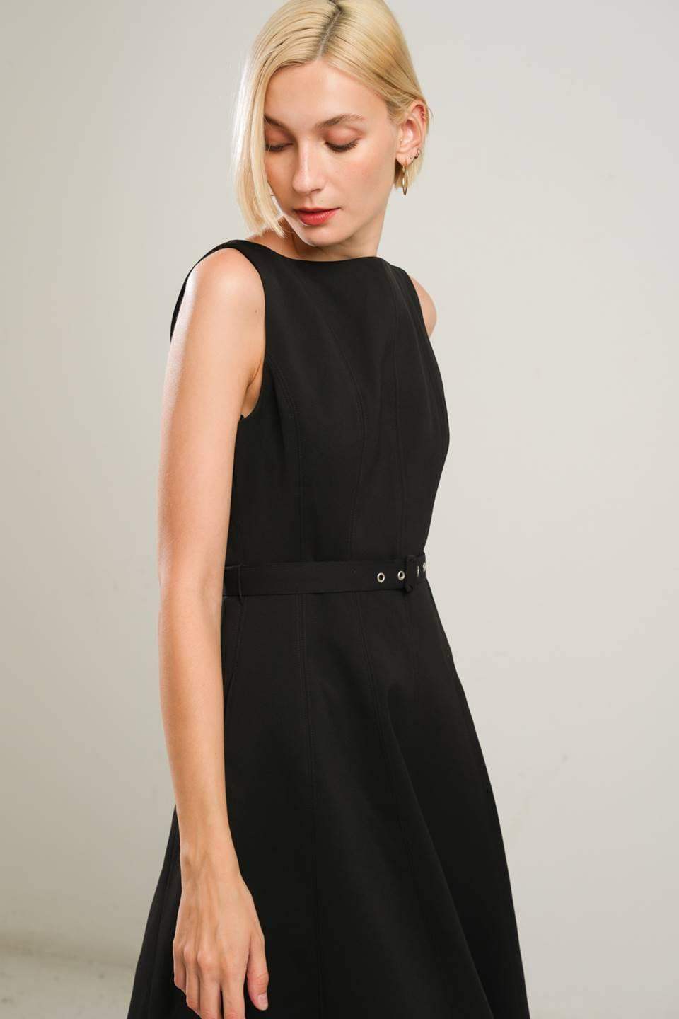 LIVING THE DREAM BLACK WOVEN MIDI DRESS - Flying Tomato - Flyclothing LLC