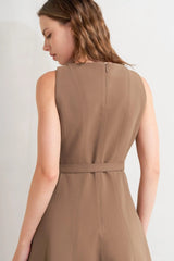 LIVING THE DREAM BROWN WOVEN MIDI DRESS - Flying Tomato - Flyclothing LLC