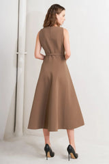 LIVING THE DREAM BROWN WOVEN MIDI DRESS - Flying Tomato - Flyclothing LLC