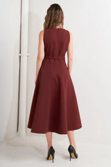 LIVING THE DREAM WINE WOVEN MIDI DRESS - Flying Tomato - Flyclothing LLC