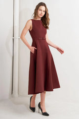 LIVING THE DREAM WINE WOVEN MIDI DRESS - Flying Tomato - Flyclothing LLC